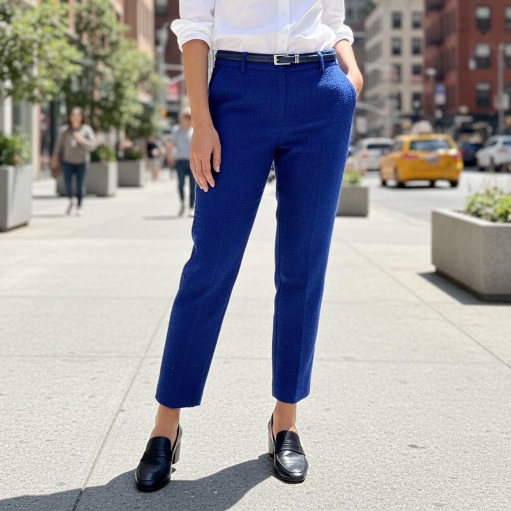 J. Crew Royal Blue & Black Wool Blend Cropped Dress Pants